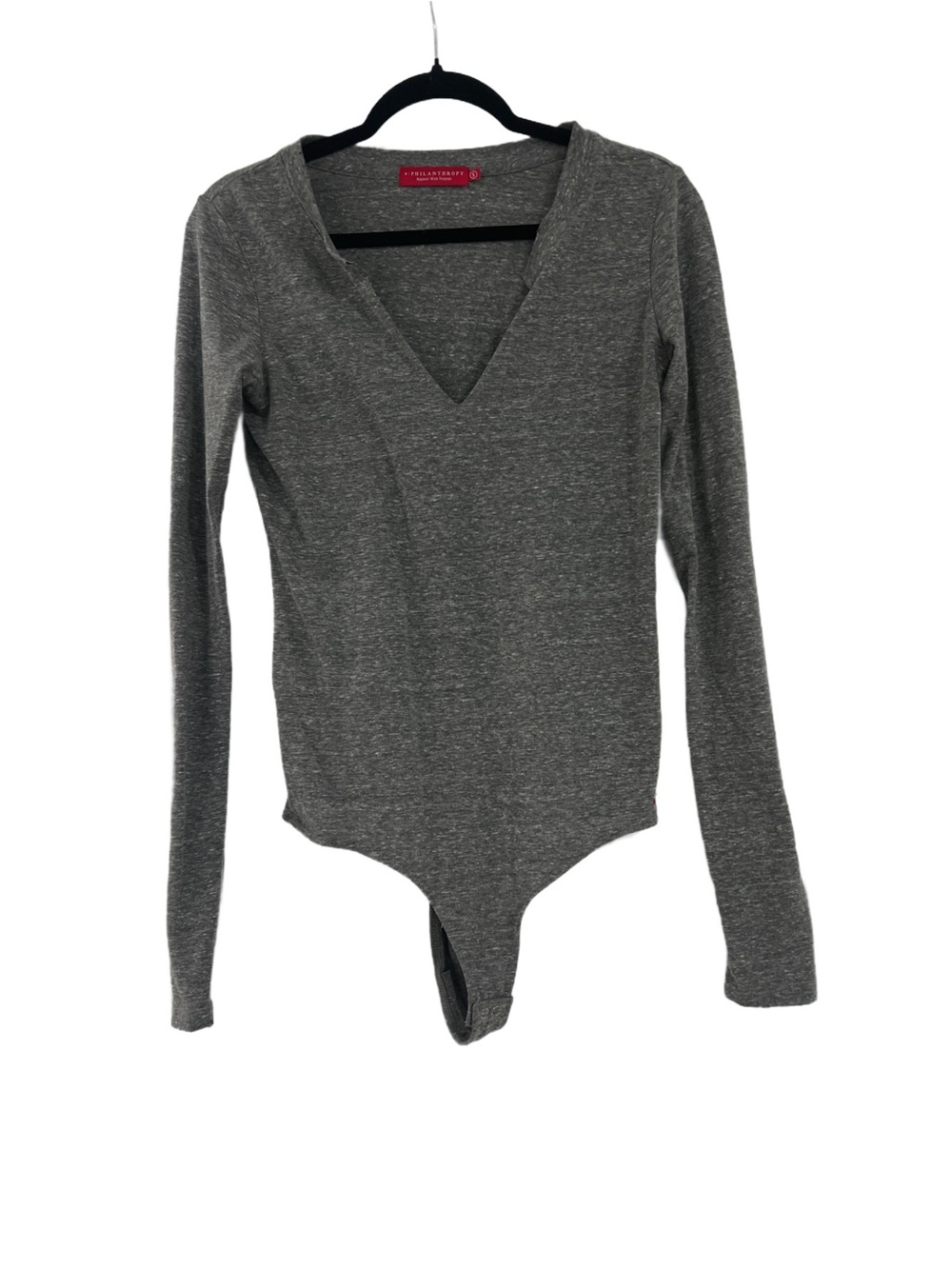 n:PHILANTHROPY Gray Long-Sleeve V-Neck Bodysuit